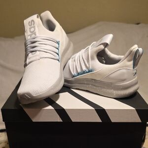 Adidas White and Blue Athletic Sneakers